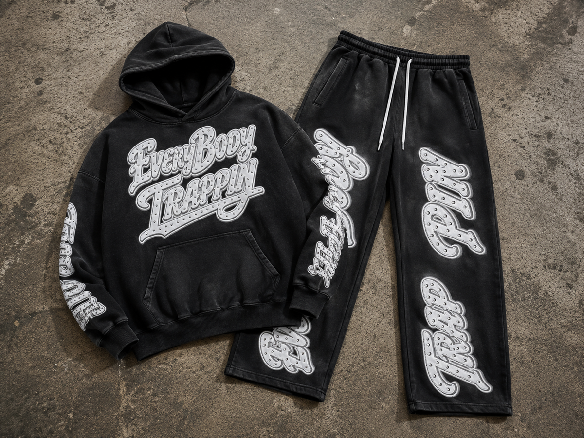 Every Body Trappin Faded Black Hoodie and Sweatpants