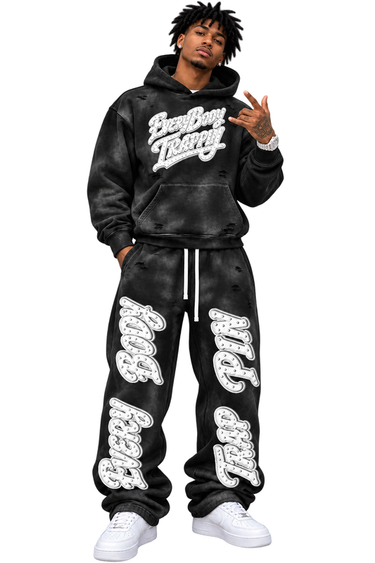 Every Body Trappin Distress Faded Hoodie and Sweatpants