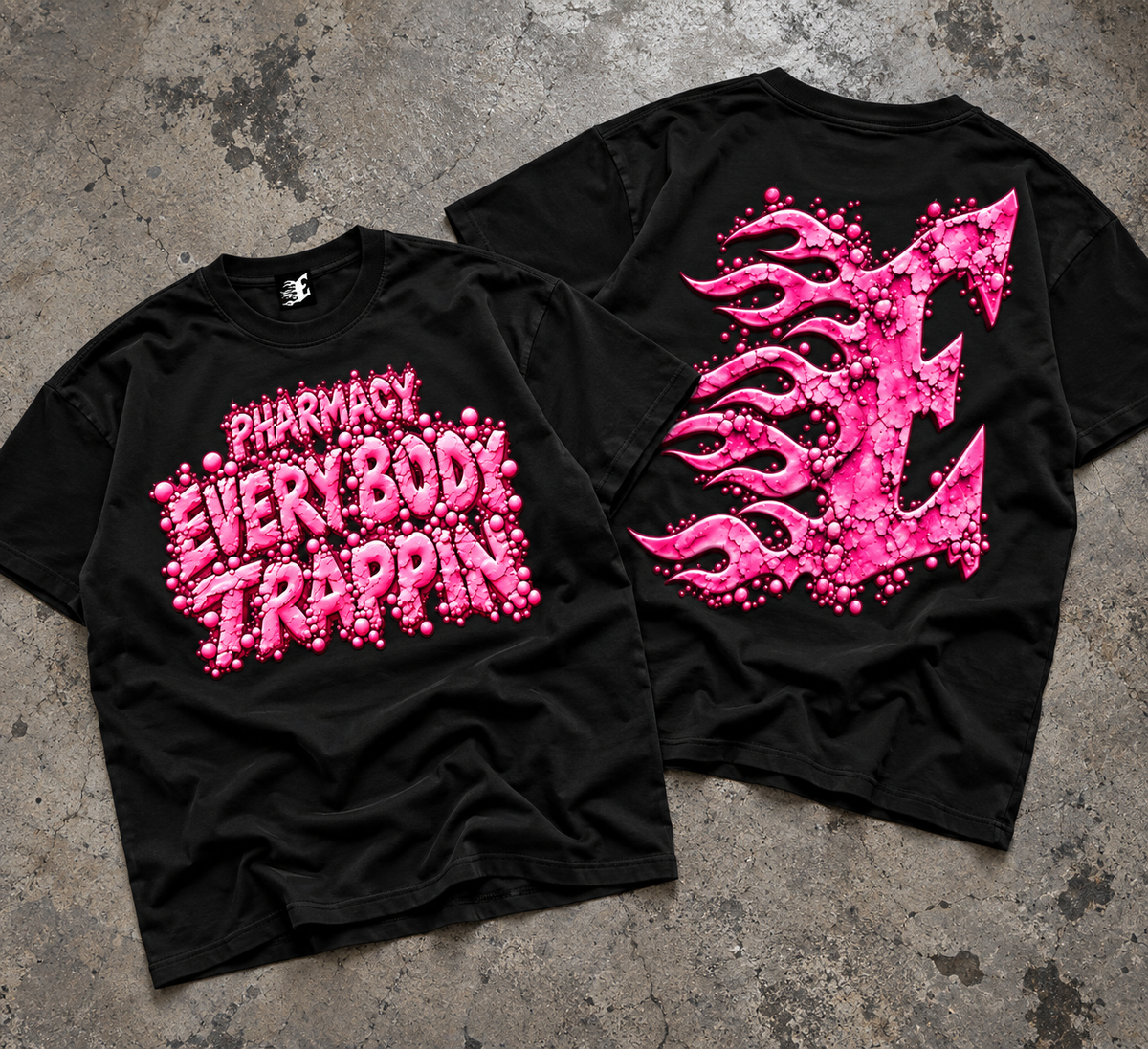 Pharmacy Every Body Trappin Pink Powder Black T-Shirt