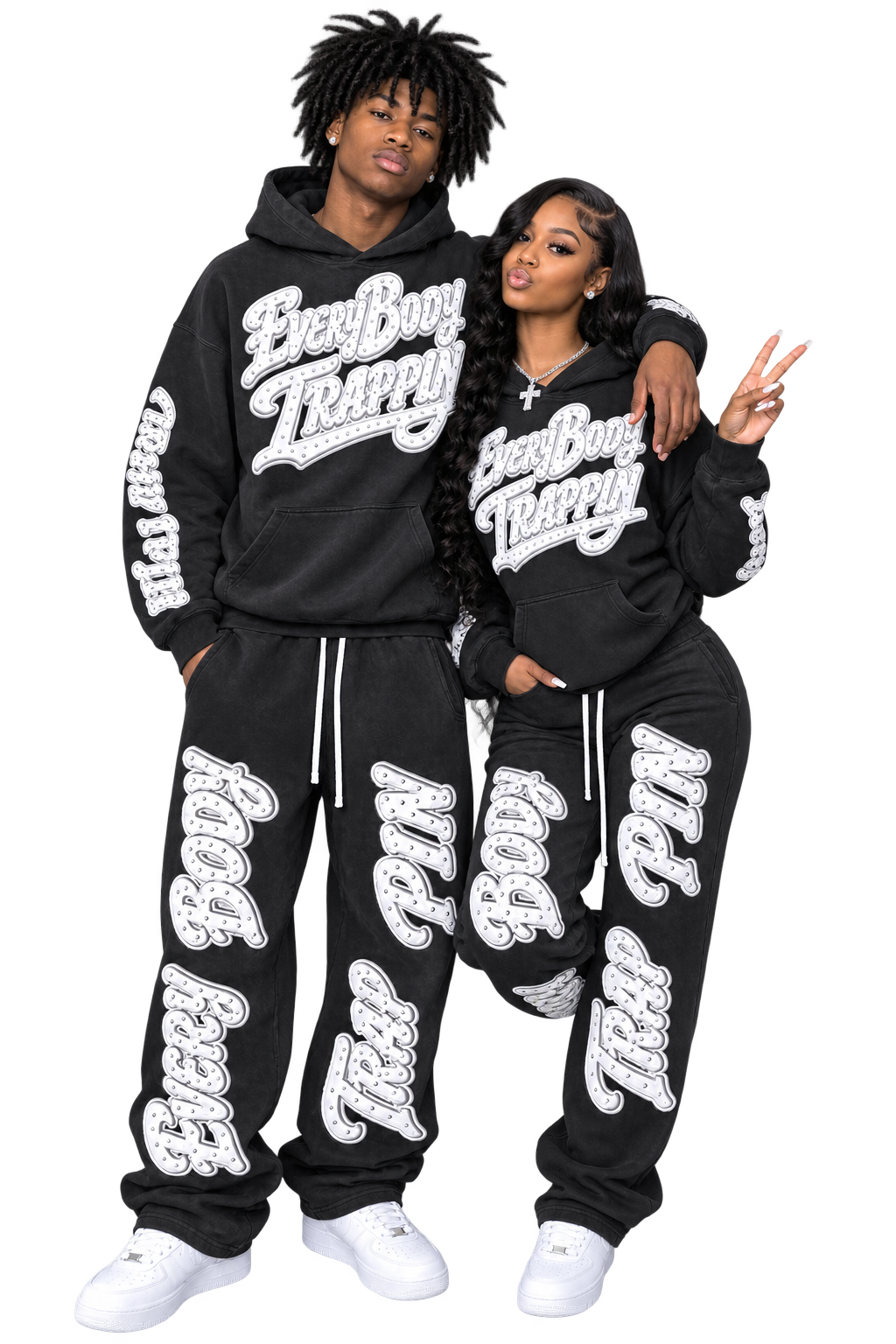 Every Body Trappin Faded Black Hoodie and Sweatpants