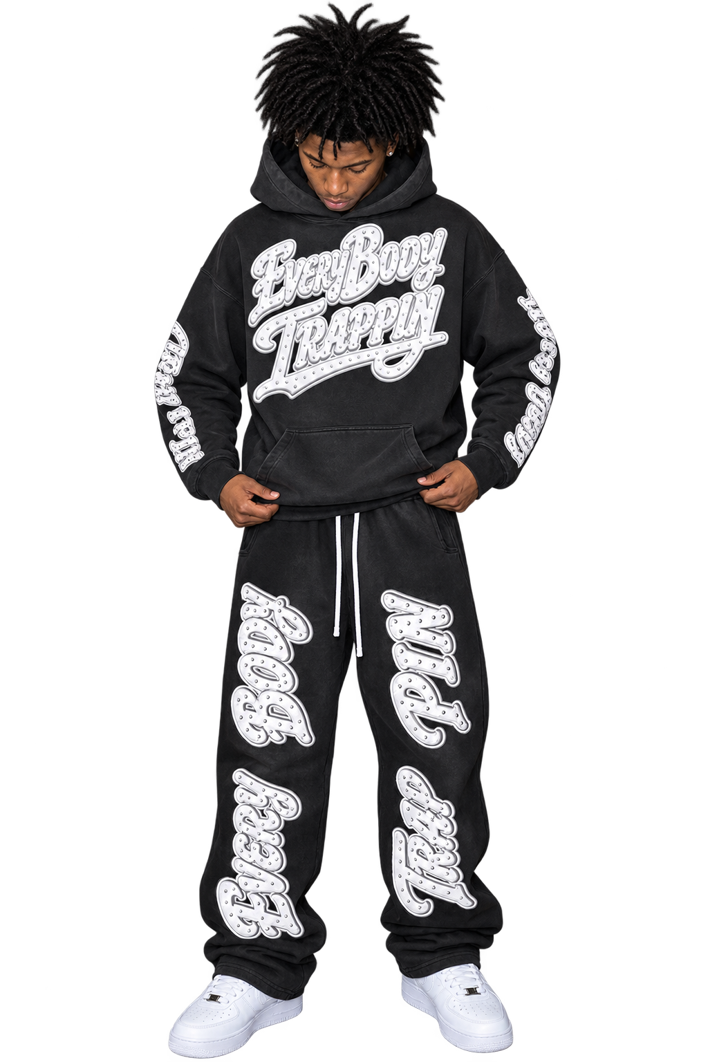 Every Body Trappin Faded Black Hoodie and Sweatpants