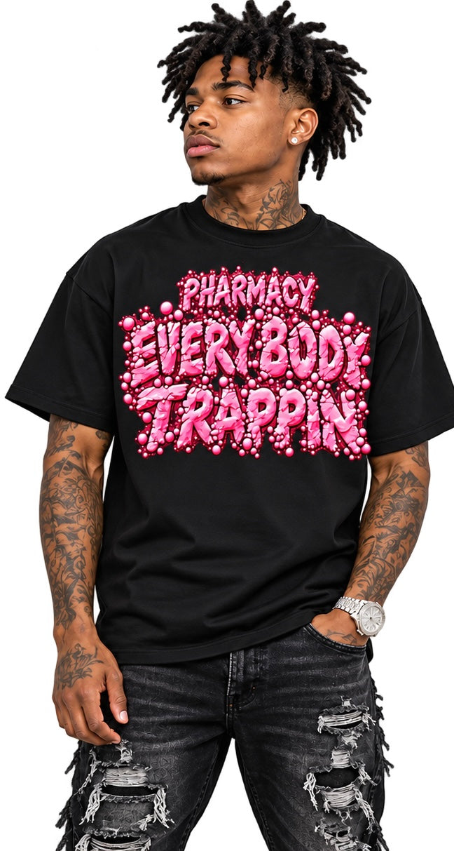 Pharmacy Every Body Trappin Pink Powder Black T-Shirt