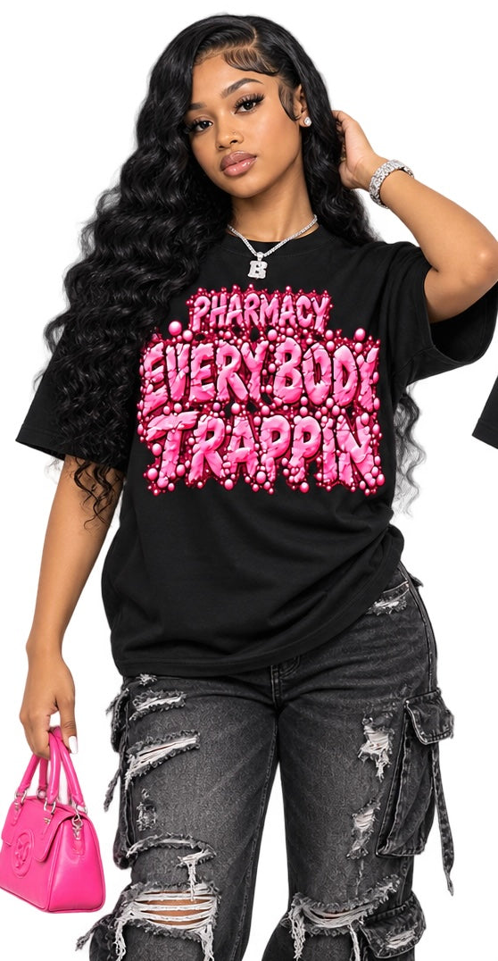 Pharmacy Every Body Trappin Pink Powder Black T-Shirt
