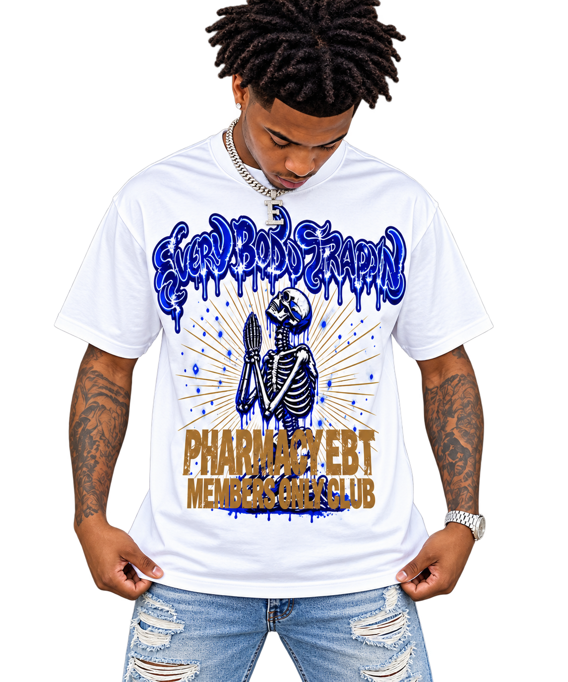 Every Body Trappin Members Only White T - Shirt