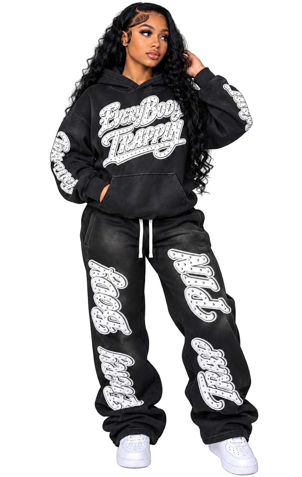 Every Body Trappin Faded Black Hoodie and Sweatpants