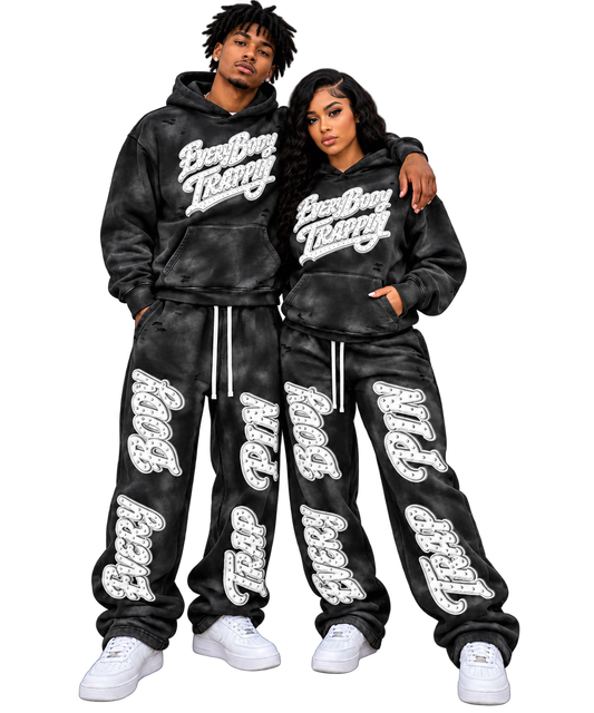 Every Body Trappin Distress Faded Hoodie and Sweatpants