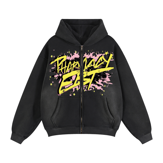 Pharmacy Every Body Trappin Faded Black Zip Hoodie