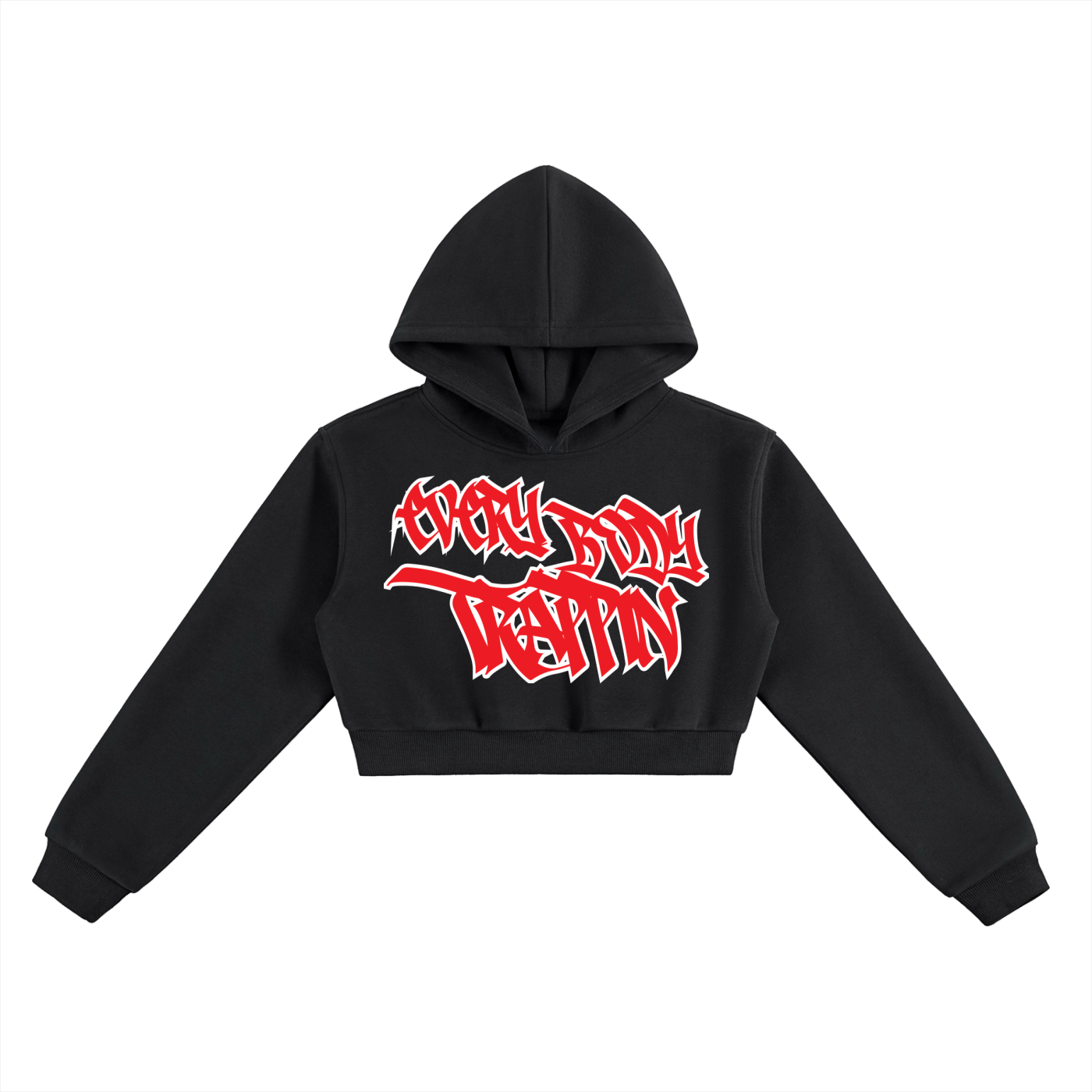 Trappin and Pretty Women Cropped Black Hoodie